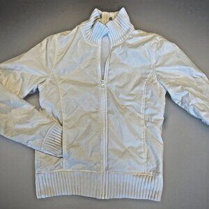 Vintage Y2K Chroma Sport Bomber Jacket Women's Small Ivory Full Zip Streetwear